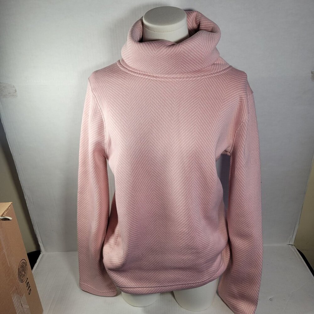 J.Crew Women Pink Glen Plaid Sophisticated Herringbone Cowl Pullover Size M